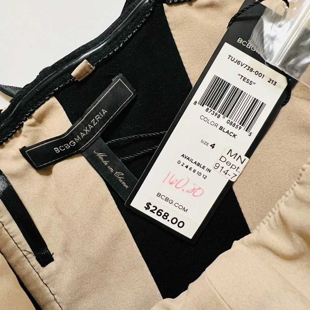 Bcbgmaxazria Tess Black Eyelet Bodice High Low Dress Size 4 Brand New - Picture 5 of 13